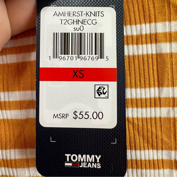 TOMMY JEANS WOMEN'S BACK-CUTOUT STRIPED RIBBED TOP IN YELLOW XS - Picture 4 of 8